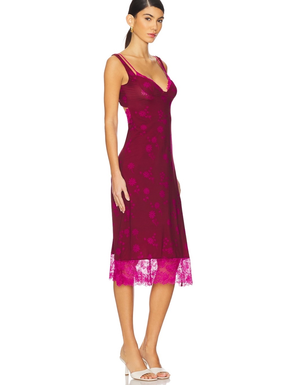 Free People x REVOLVE Party Crasher Midi Slip in Plum Combo Medium - Picture 2 of 9